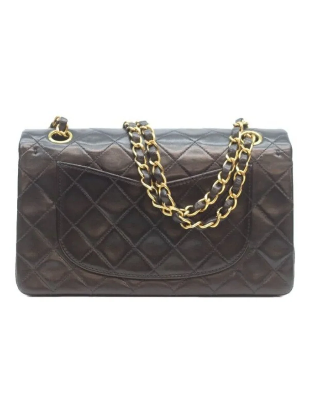 Chanel Black Lambskin Gold Double Flap Bag Quilted 23